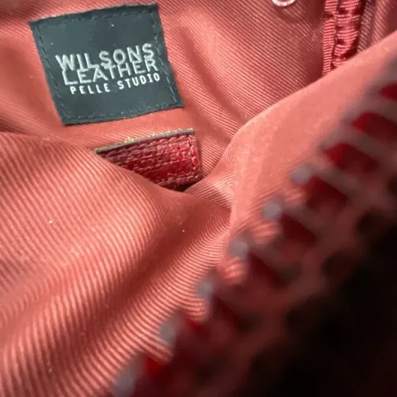 WILSONS LEATHER Pelle Studio Red Leather Bag Crossbody Purse - Picture 16 of 16